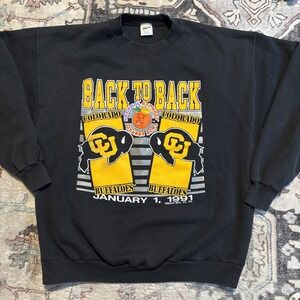 Vintage 1991 CU Buffs back To Back Crewneck Sweatshirt Colorado XL